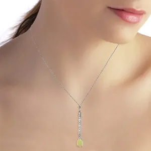 0.82 Carat 14K Solid White Gold Necklace Diamond Opal