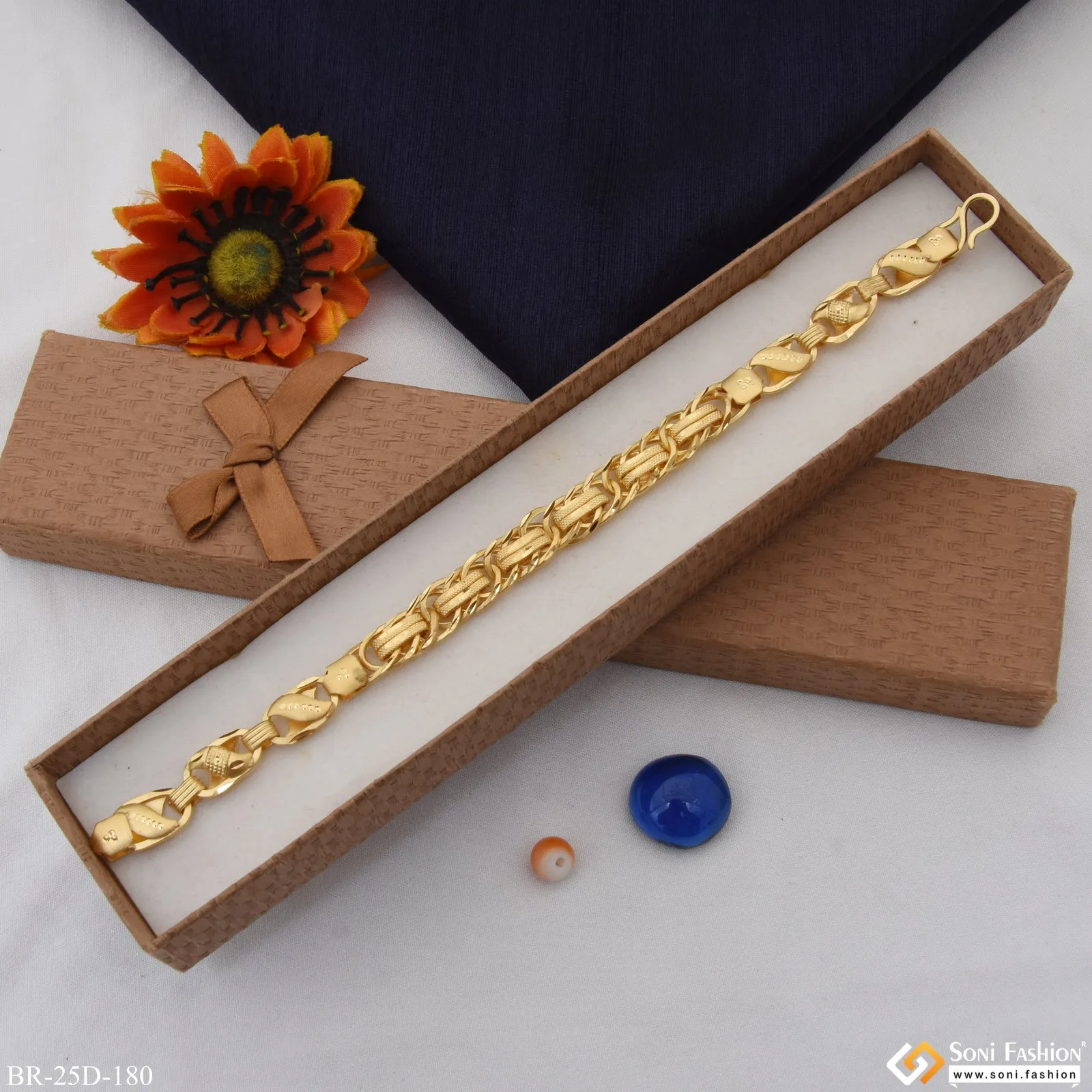 1 Gram Gold Plated 2 In 1 Kohli Popular Design Bracelet for Men - Style D180