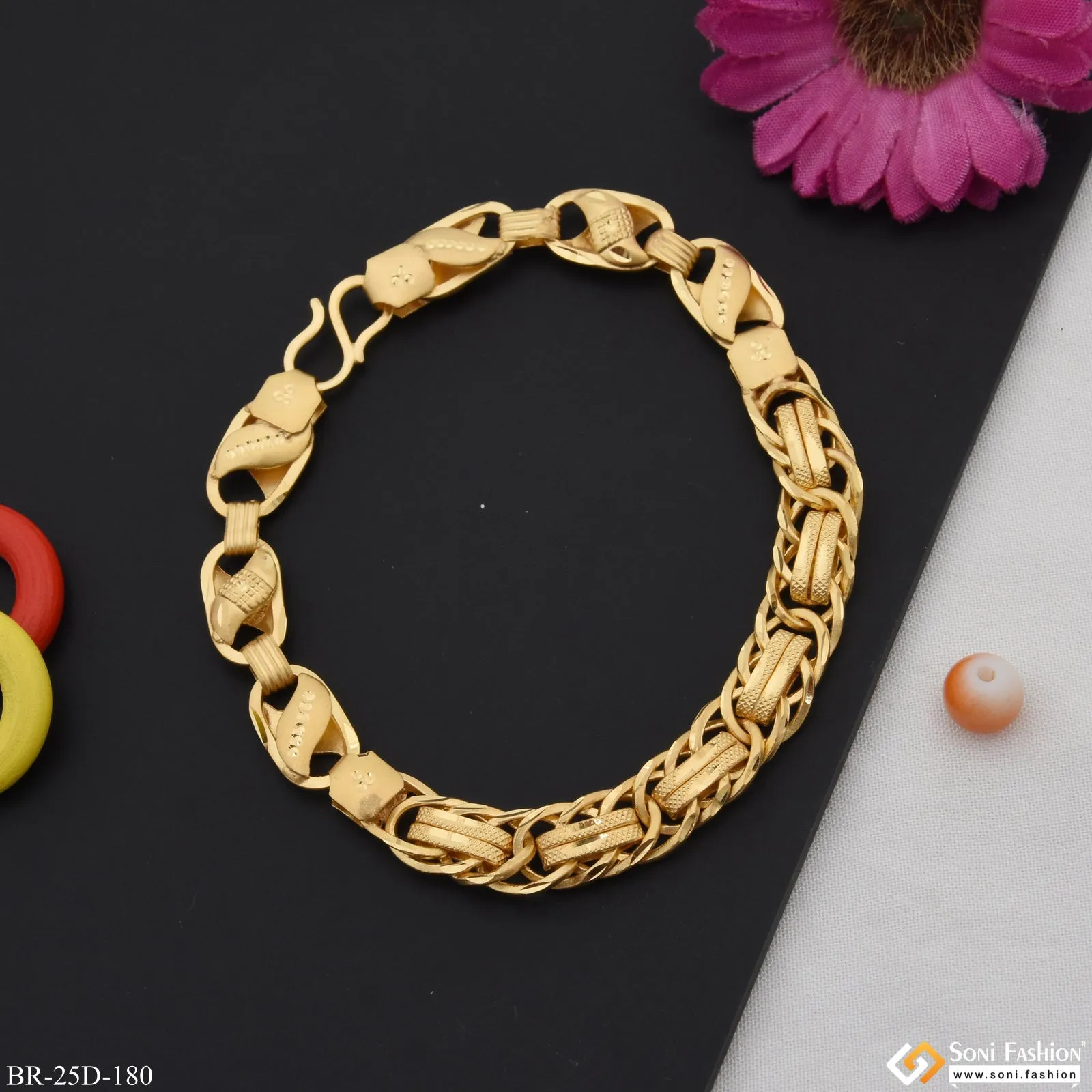 1 Gram Gold Plated 2 In 1 Kohli Popular Design Bracelet for Men - Style D180