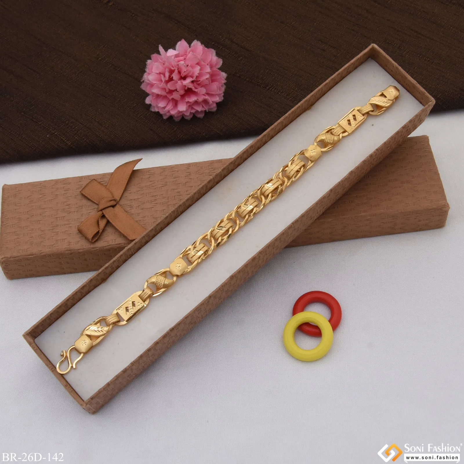 1 Gram Gold Plated 2 In 1 Nawabi Artisanal Design Bracelet for Men - Style D142