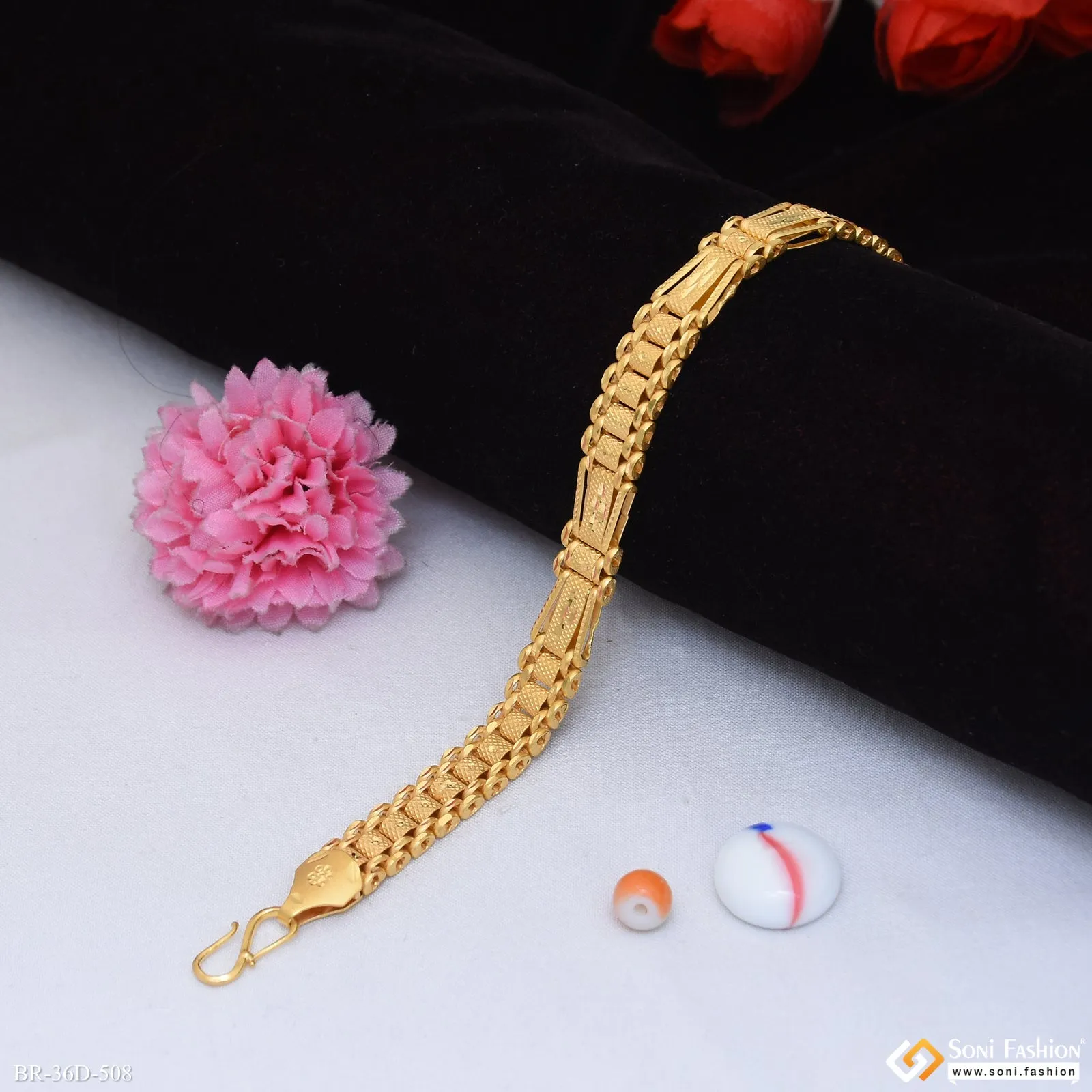 1 Gram Gold Plated Fabulous Design Box Bracelet for Men - Style D508