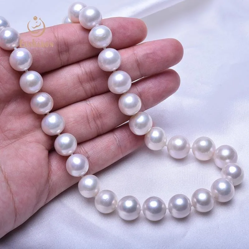 11-12.5mm Excellent Luster White Edison Pearl Bracelet Necklace Set
