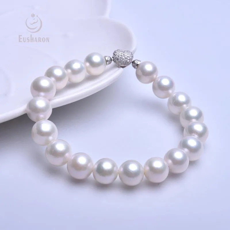 11-12.5mm Excellent Luster White Edison Pearl Bracelet Necklace Set
