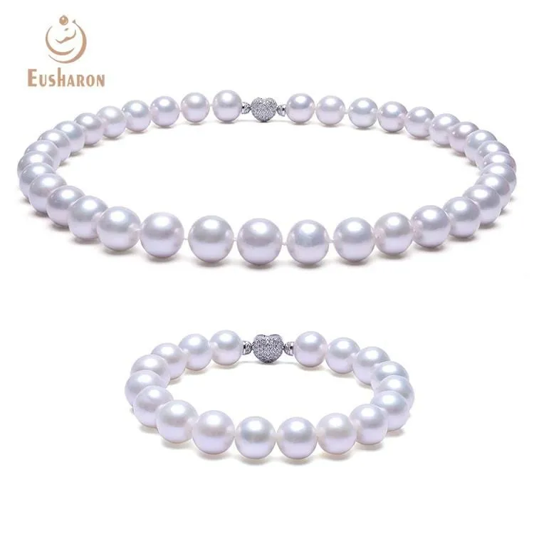 11-12.5mm Excellent Luster White Edison Pearl Bracelet Necklace Set