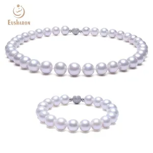 11-12.5mm Excellent Luster White Edison Pearl Bracelet Necklace Set