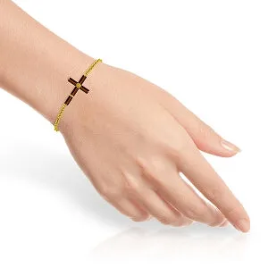 1.15 Carat 14K Solid Yellow Gold Horizontal Cross Garnet Bracelet