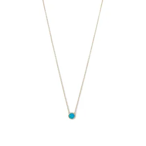 14 Karat Gold Plated Mini Synthetic Blue Opal Necklace