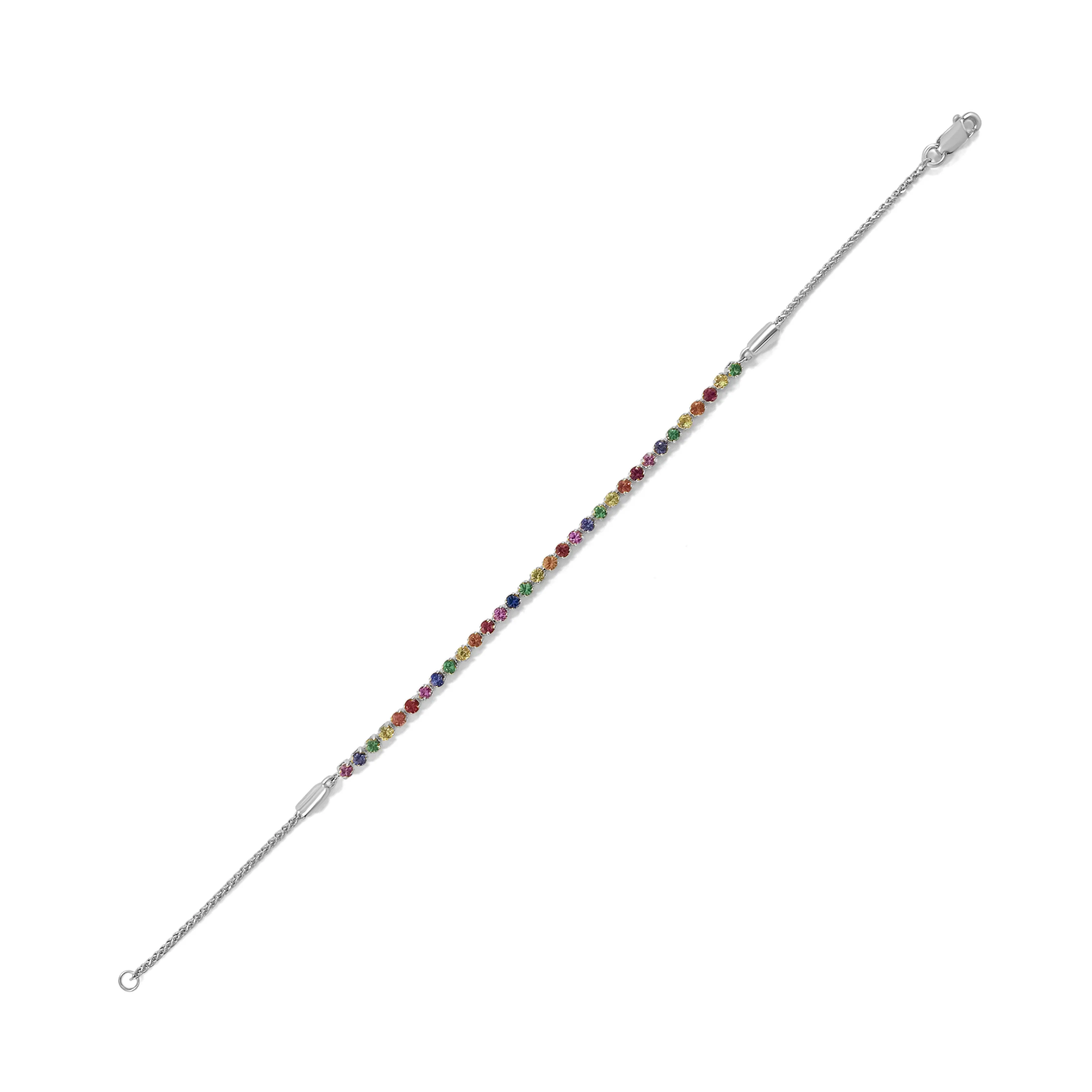 14k Gold & Rainbow Sapphire Tennis Bracelet - 1.52ct