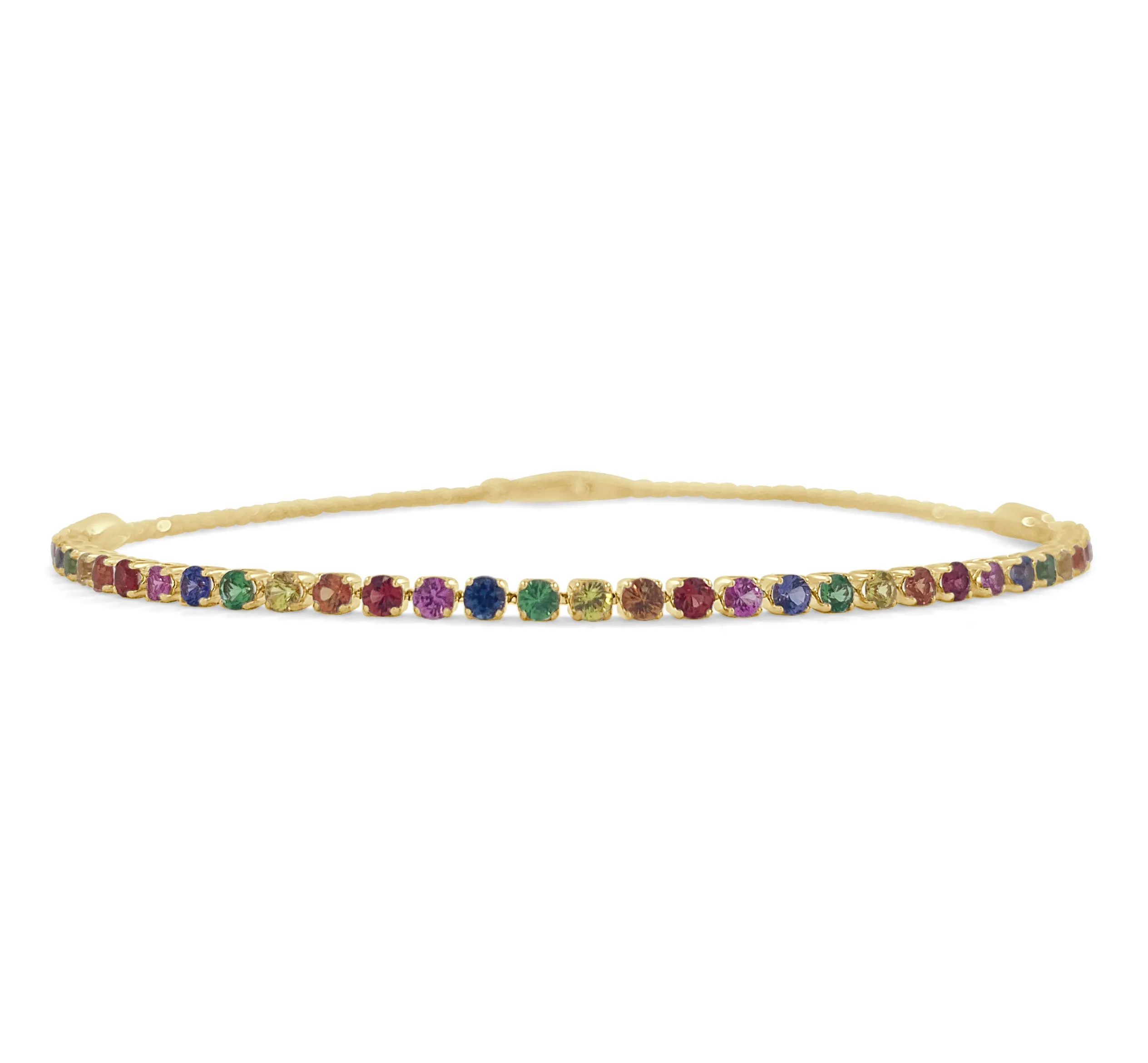 14k Gold & Rainbow Sapphire Tennis Bracelet - 1.52ct