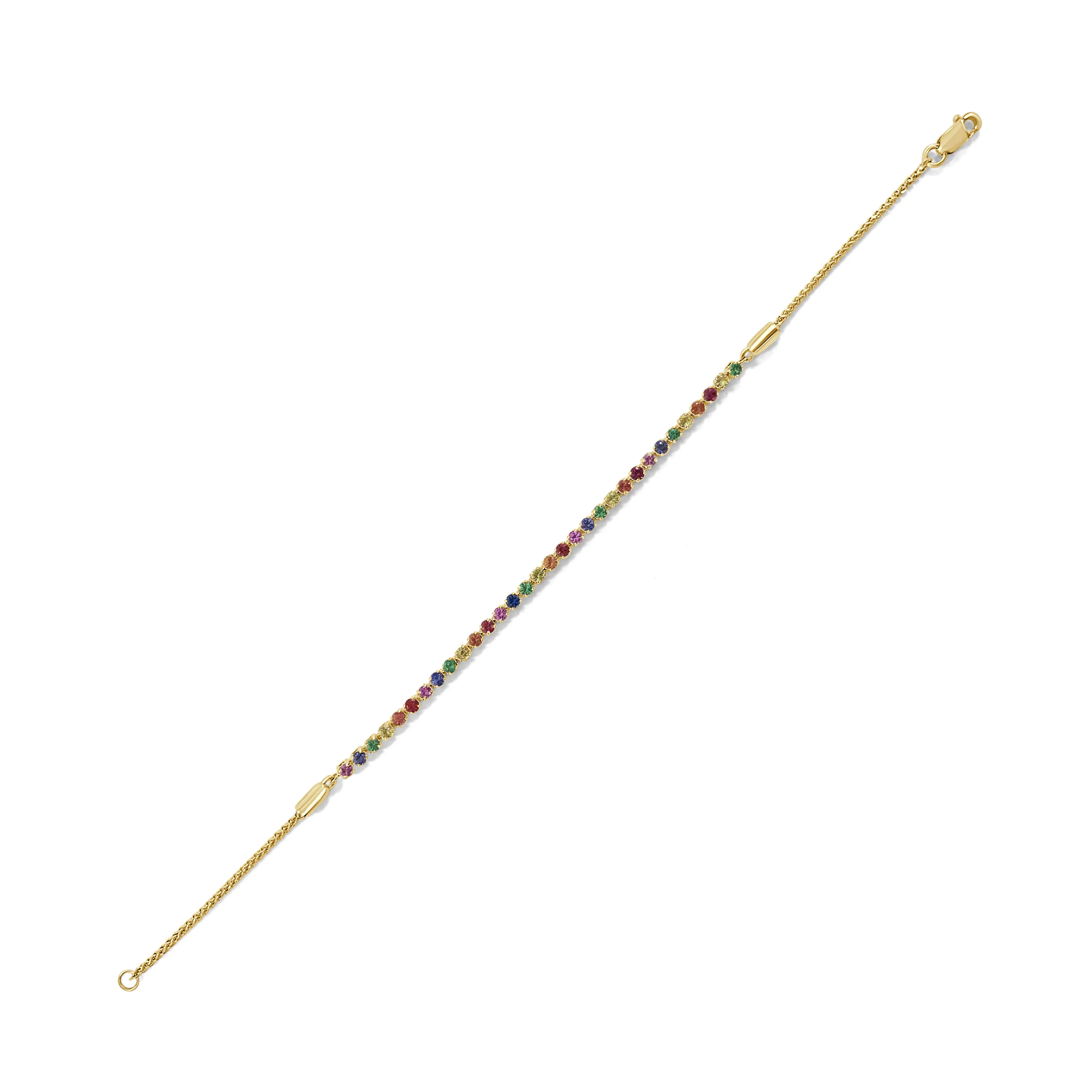 14k Gold & Rainbow Sapphire Tennis Bracelet - 1.52ct