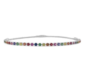 14k Gold & Rainbow Sapphire Tennis Bracelet - 1.52ct