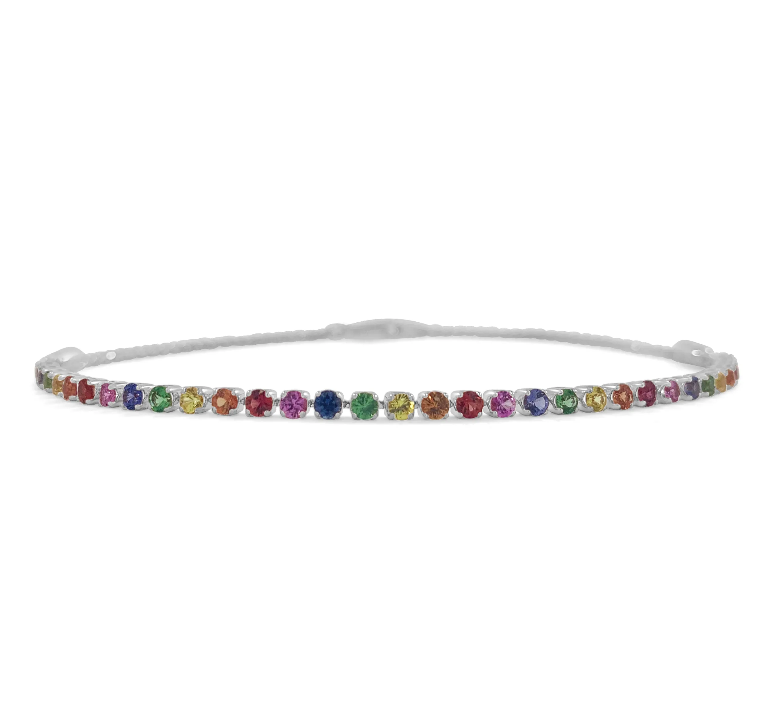 14k Gold & Rainbow Sapphire Tennis Bracelet - 1.52ct