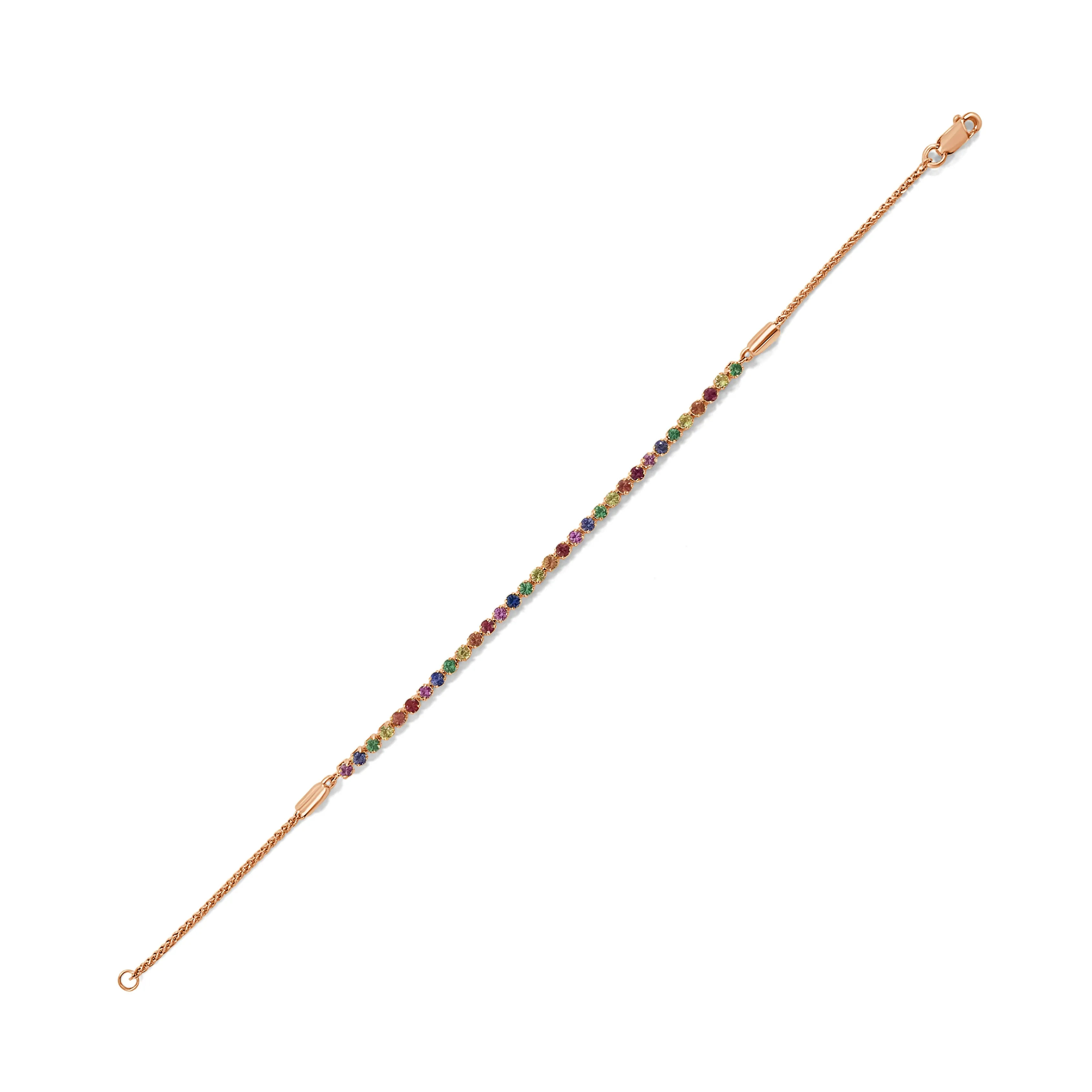 14k Gold & Rainbow Sapphire Tennis Bracelet - 1.52ct
