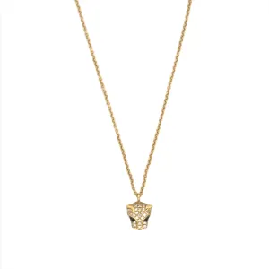 14K Gold Ruby Eye Diamond Panther Necklace