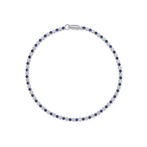 14K Gold Sapphire & Diamond Alternating Tennis Bracelet