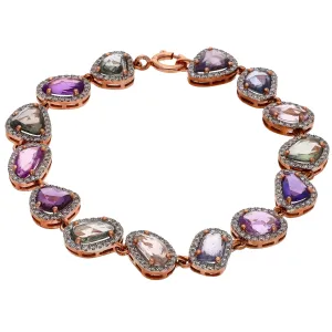 14K Rose Gold Custom Design Sapphire and Diamond Bracelet