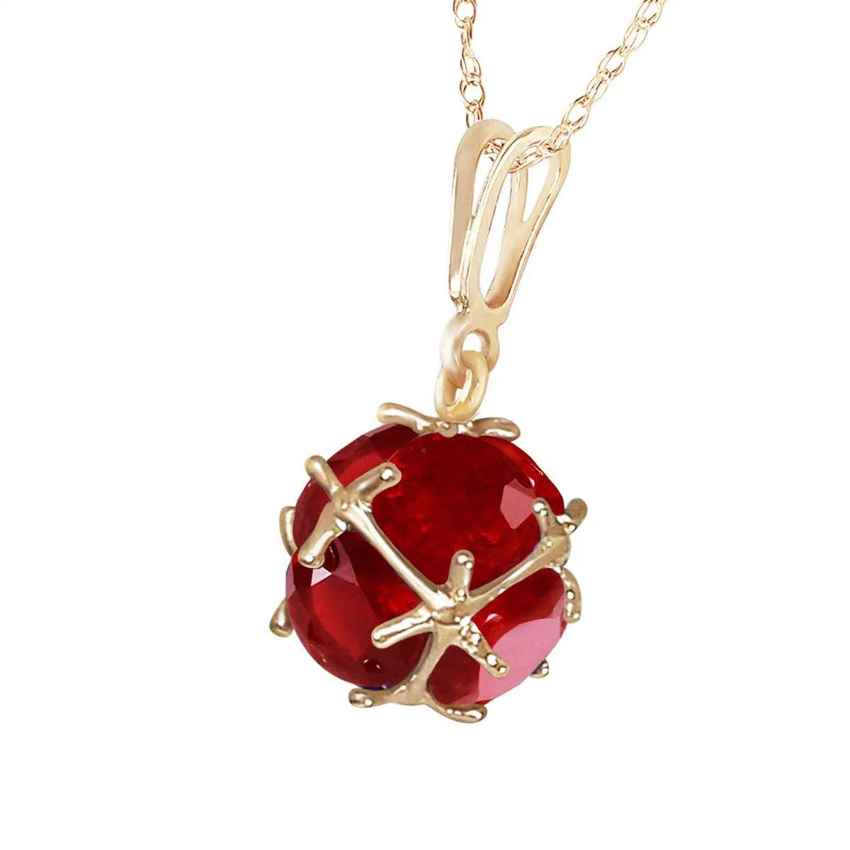 14K Solid Yellow Gold Necklace w/ Natural Rubies