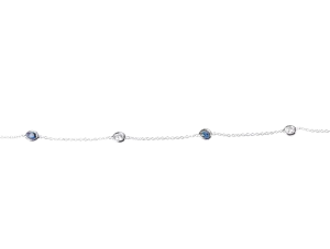 14k White Gold Diamond and Sapphire Bezel Set Station Bracelet