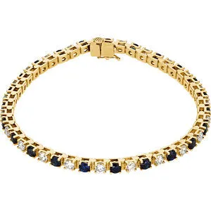 14K Yellow Blue Sapphire & 2 1/3 CTW Diamond Bracelet