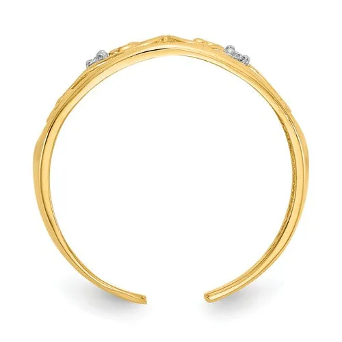 14k Yellow Gold .02ct Diamond Scroll Toe Ring