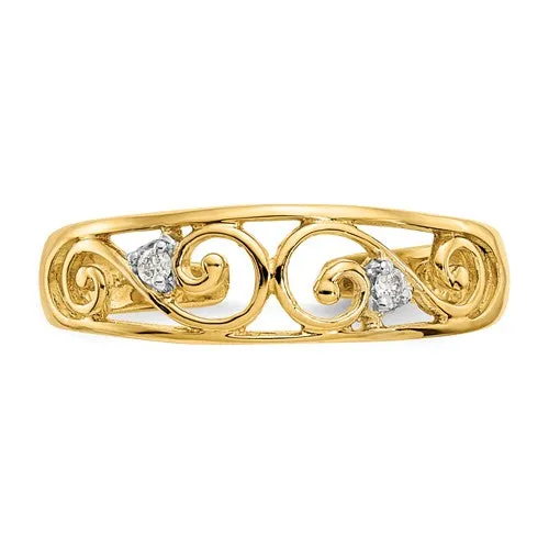 14k Yellow Gold .02ct Diamond Scroll Toe Ring