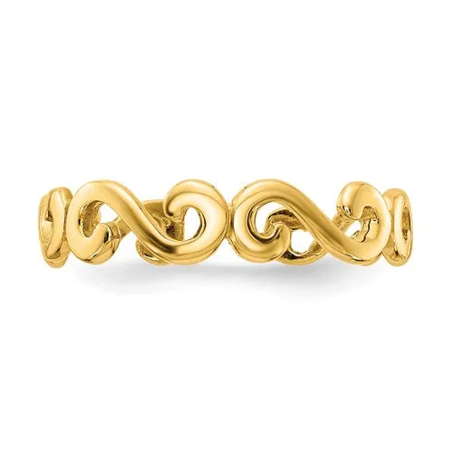14k Yellow Gold Solid Swirl Toe Ring