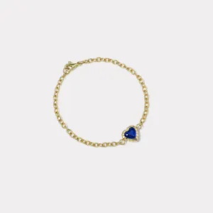 1.65ct Heart Blue Sapphire Heirloom Bezel Bracelet