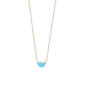 16"   2" 14 Karat Gold Plated Synthetic Opal Semicircle Necklace