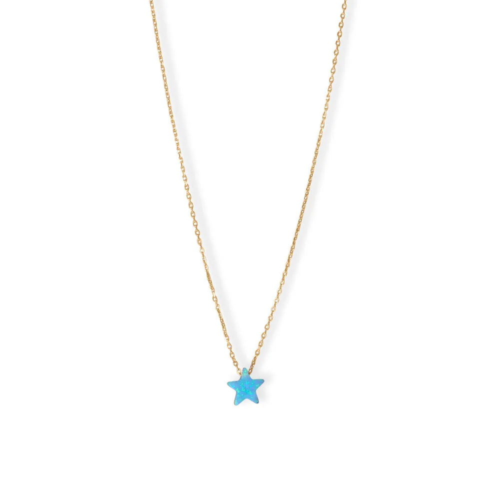 16"   2" 14 Karat Gold Plated Synthetic Opal Star Necklace