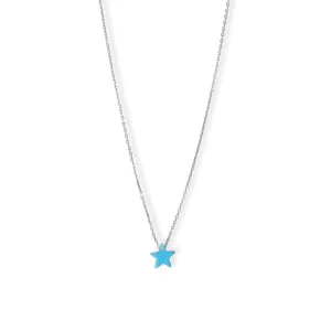 16"   2" Rhodium Plated Synthetic Opal Star Necklace