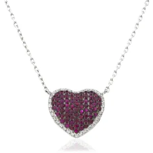 18ct White Gold Ruby Heart Pendant