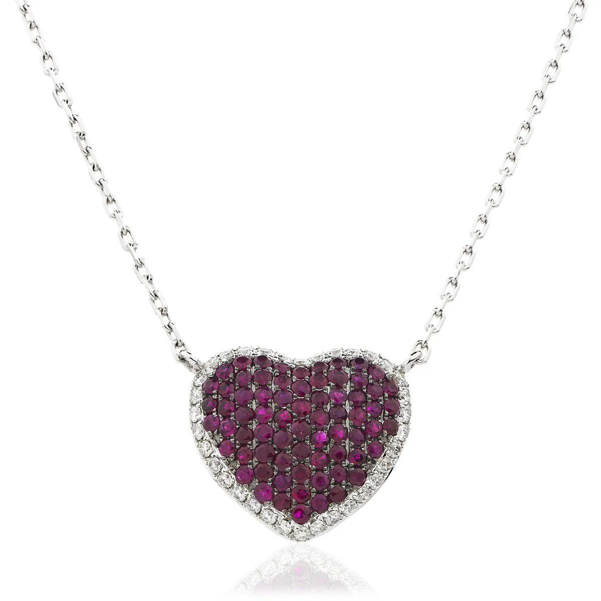 18ct White Gold Ruby Heart Pendant