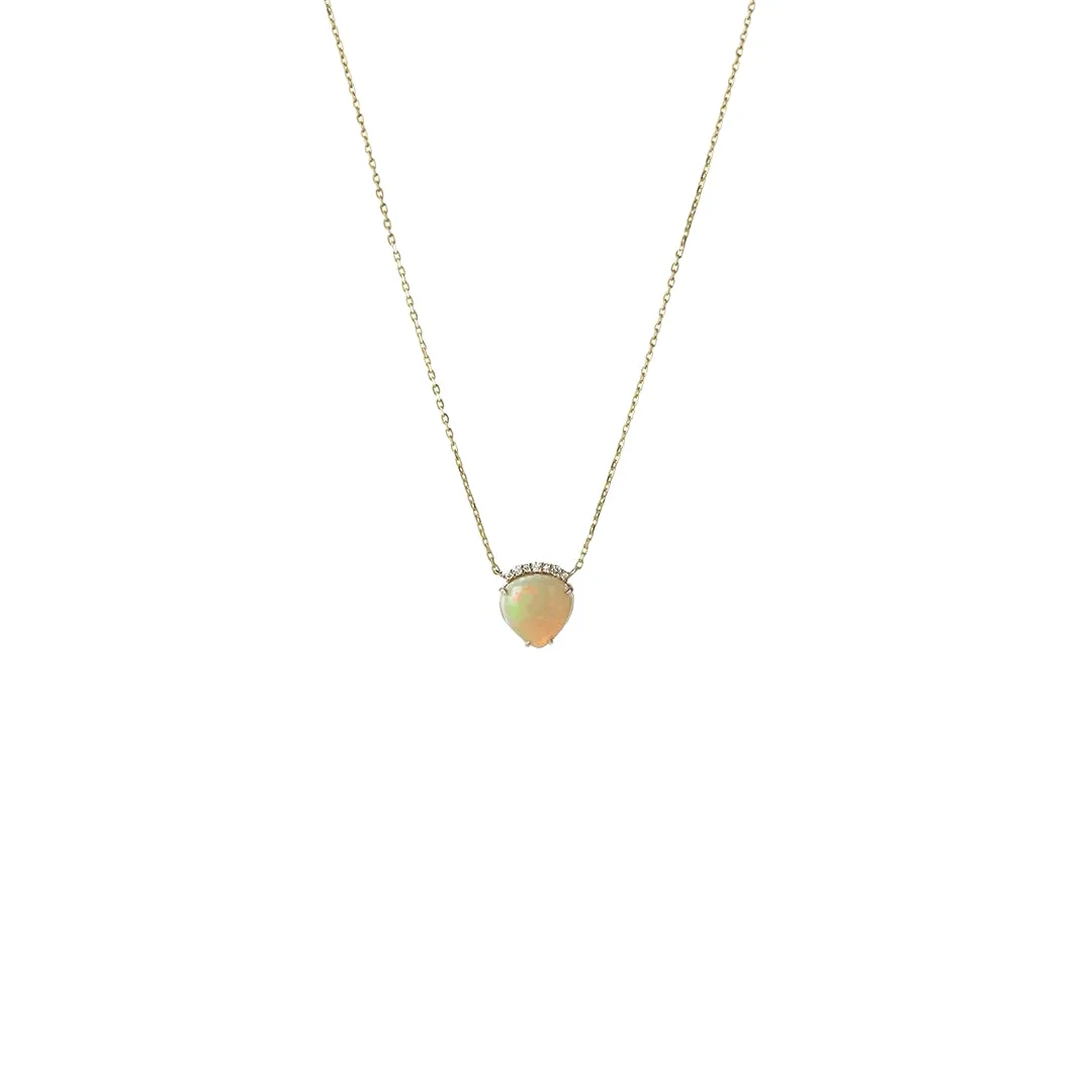 18K Gold Ethiopian Opal Diamond Necklace