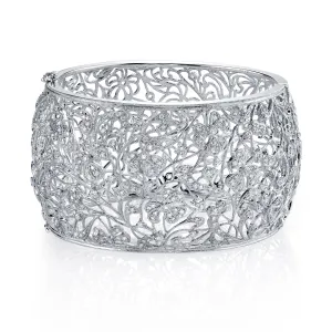 18K White Gold Diamond Filigree Bangle