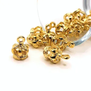 4, 20 or 50 Pieces: Gold 3D Crown Charms