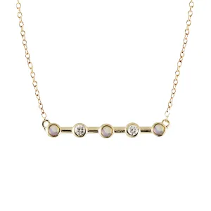 5 BEZEL DIAMOND AND OPAL BAR NECKLACE