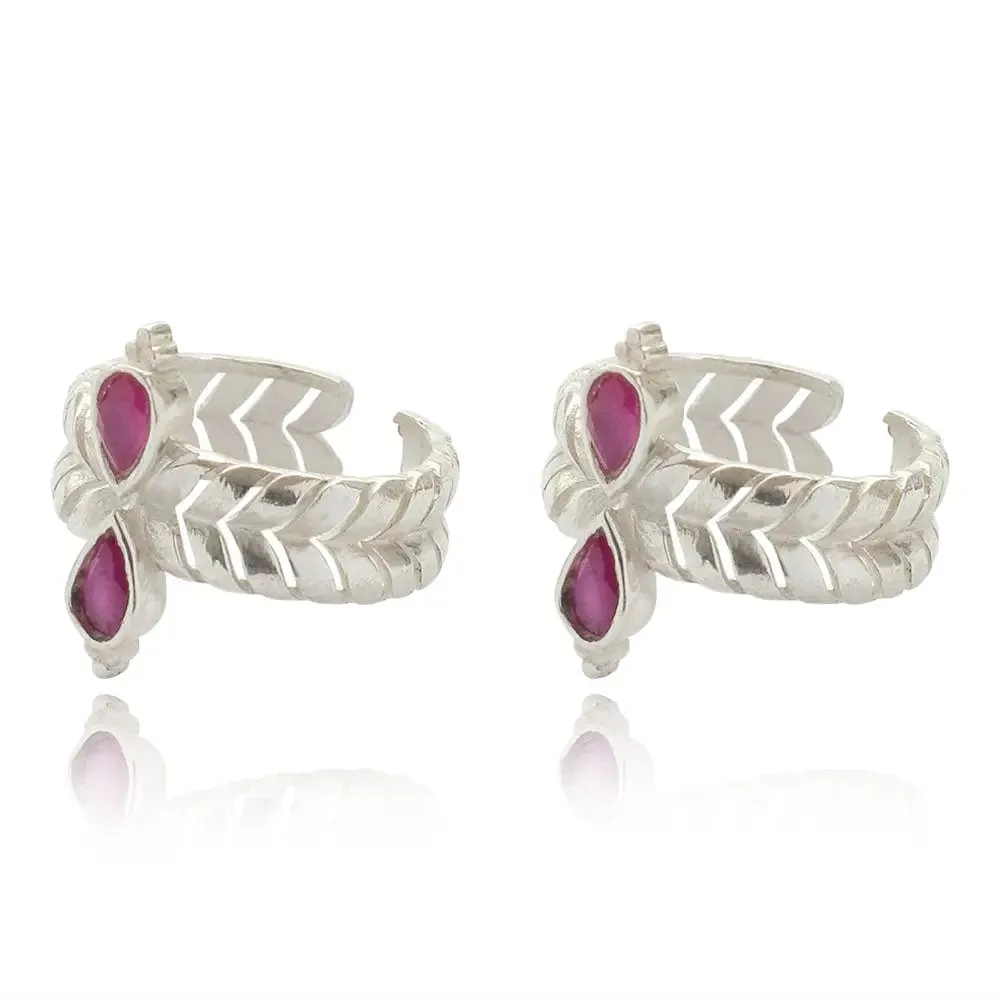 92.5 Silver Pink Toe Ring