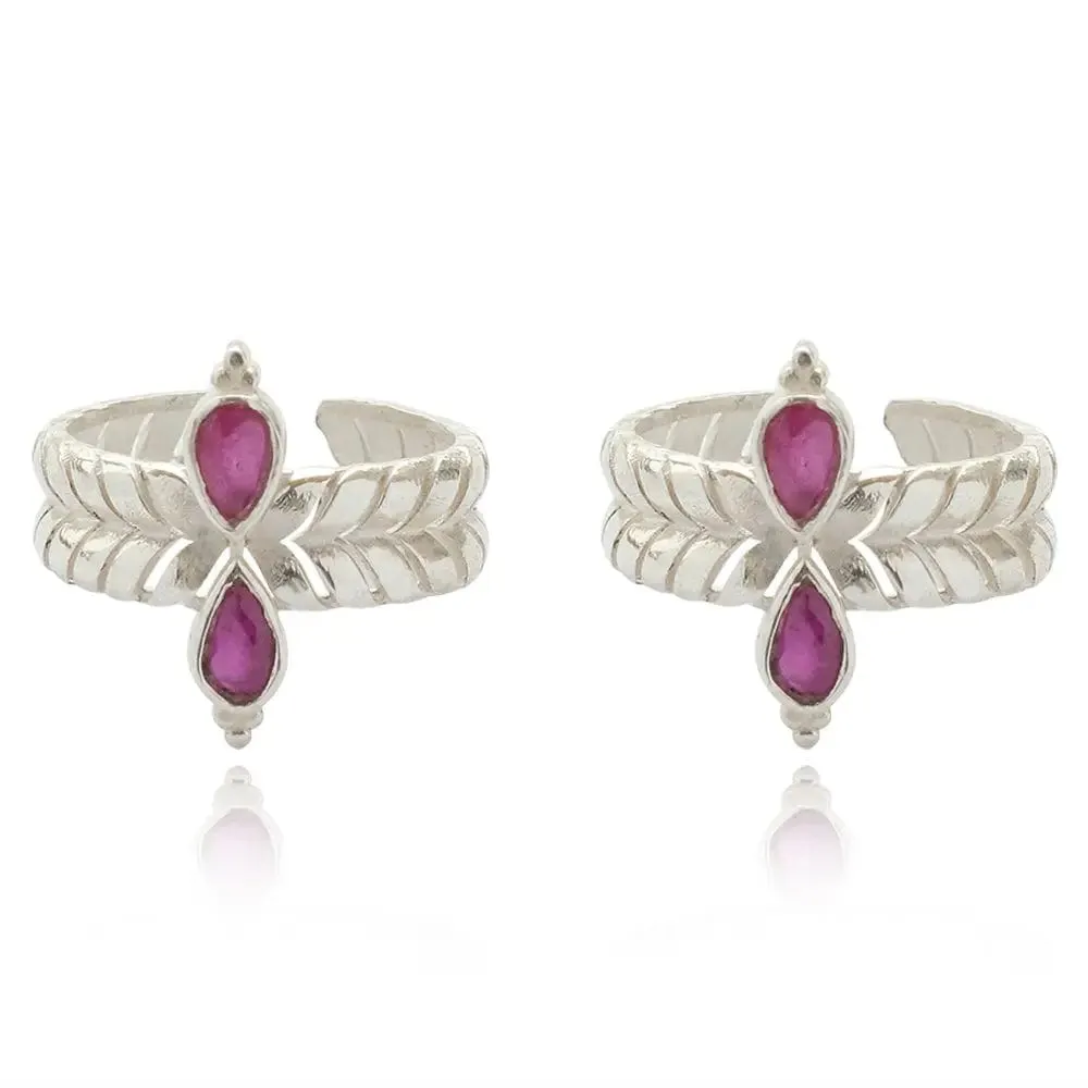 92.5 Silver Pink Toe Ring