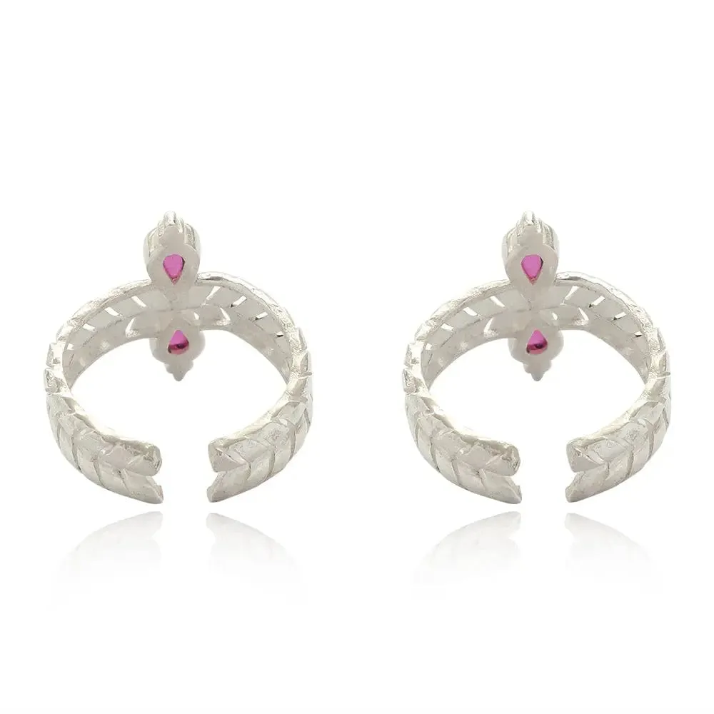 92.5 Silver Pink Toe Ring
