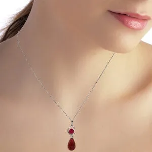 9.3 Carat 14K Solid White Gold Love Birds Ruby Necklace