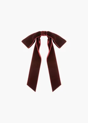 Adley Velvet Bow Barrette -- Pinot