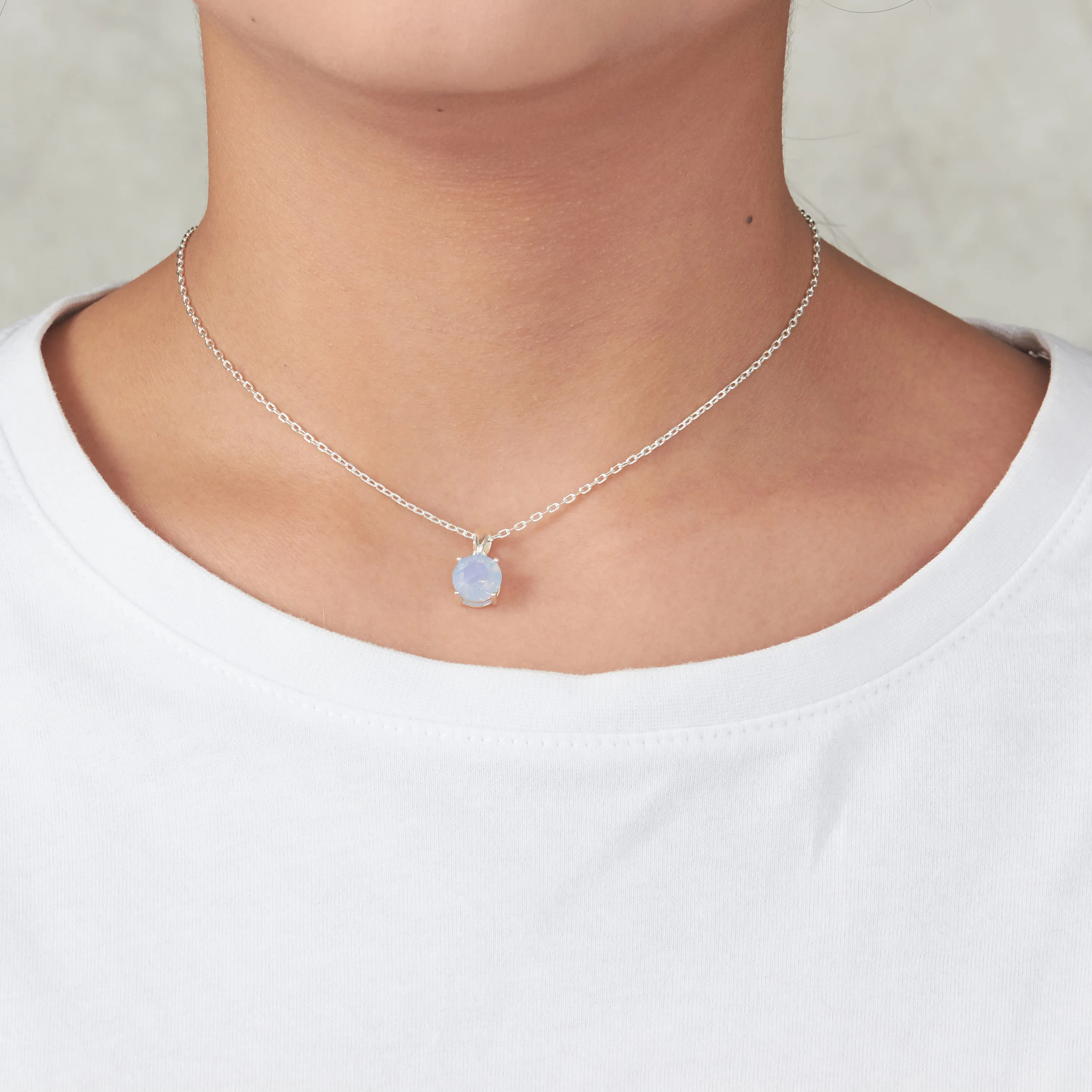 Air Blue Opal Necklace Created with Zircondia® Crystals