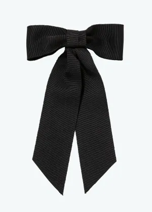 Alice Grosgrain Bow Barrette -- Black