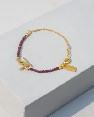 Alphabet N Garnet Bracelet