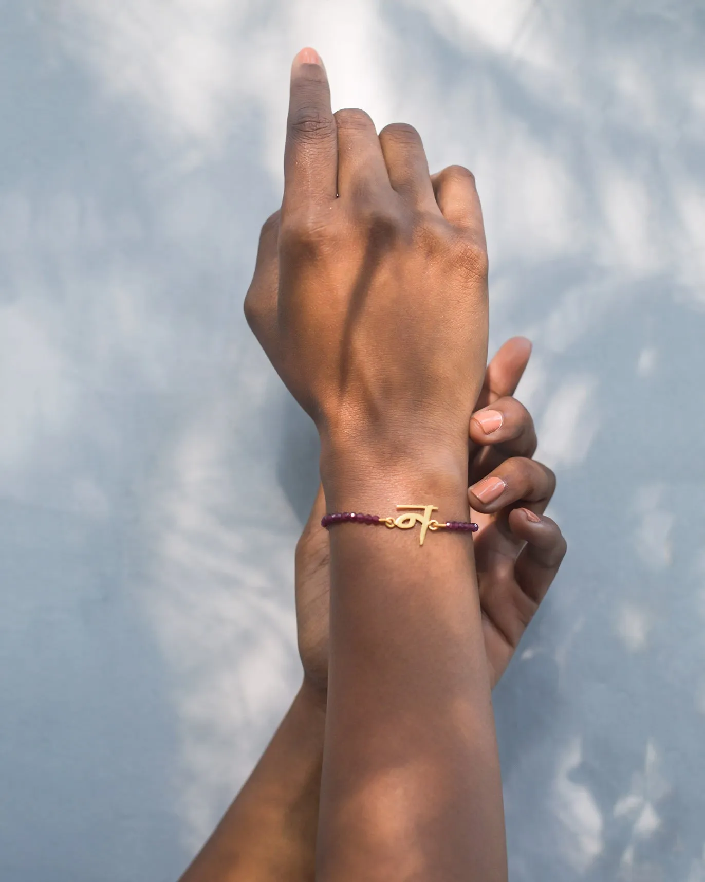 Alphabet N Garnet Bracelet