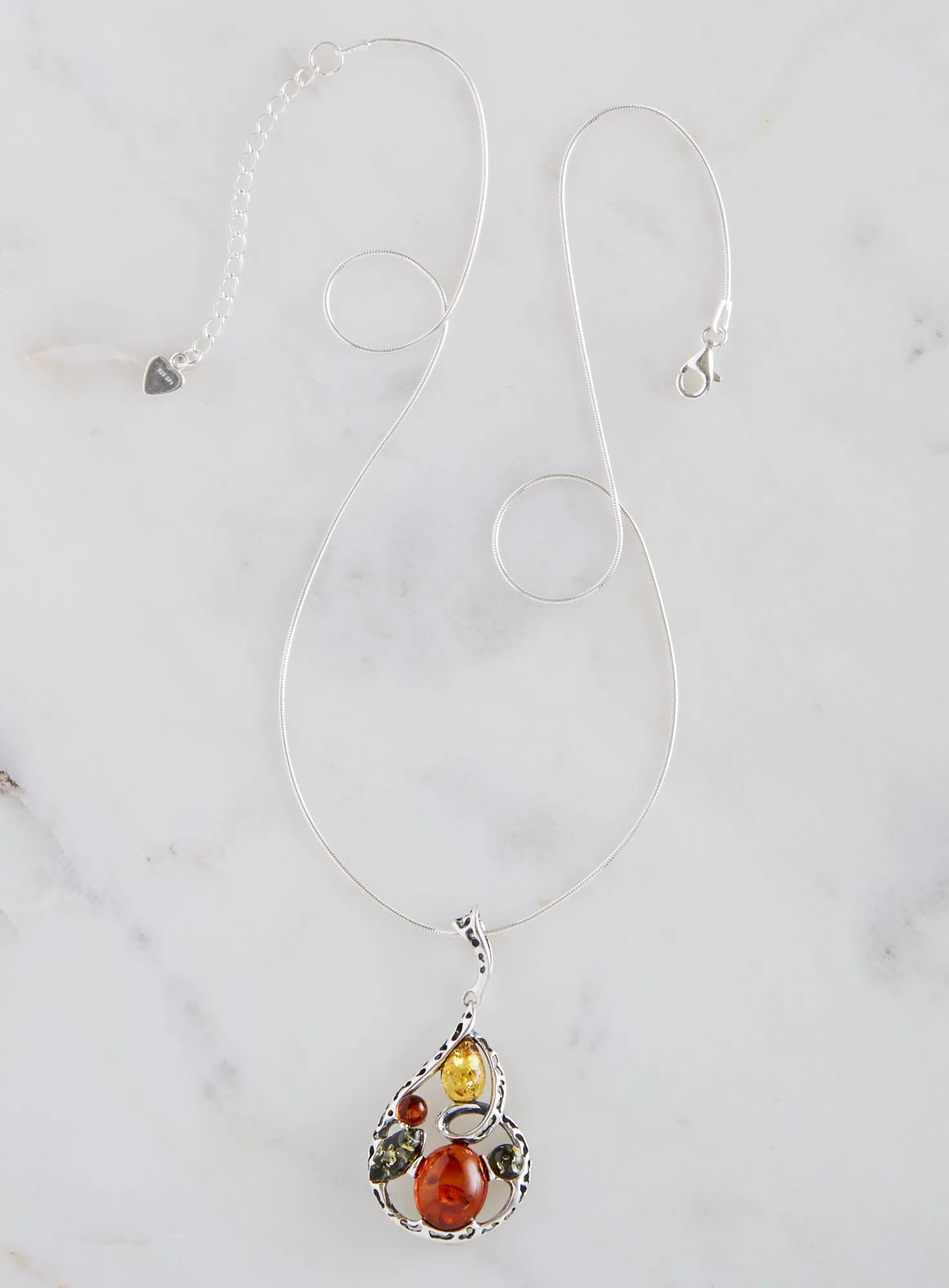 Amber Energy Tricolor Earrings and Necklace Set