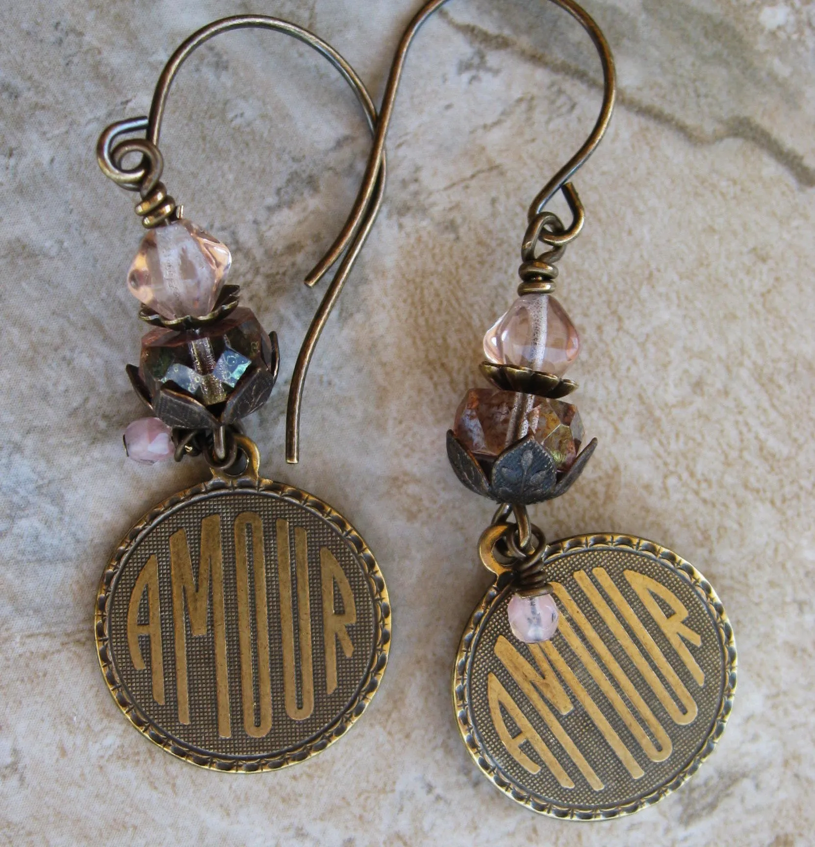 Amour Charm Brass Stampings for Earring Making or Other Jewelry Pieces