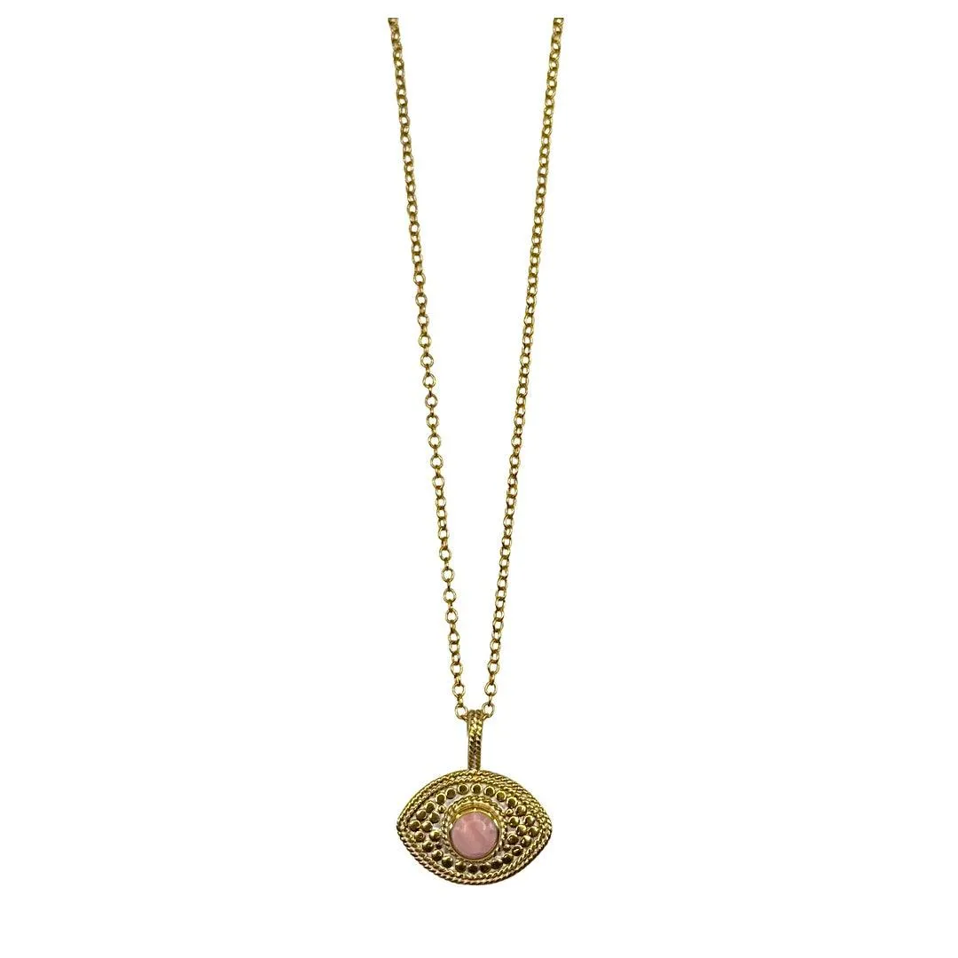 Anna Beck Gold Evil Eye Pink Opal Necklace