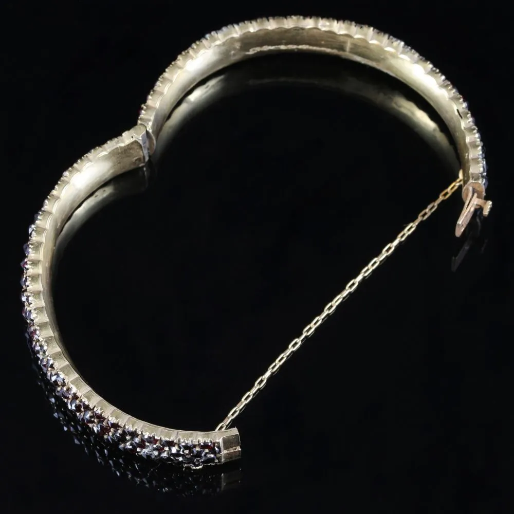 Antique Victorian Garnet Bangle Circa 1880 Bohemian Garnets