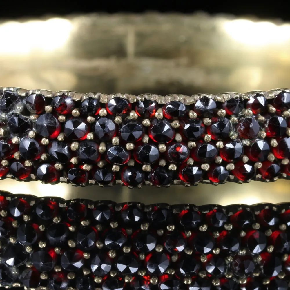 Antique Victorian Garnet Bangle Circa 1880 Bohemian Garnets